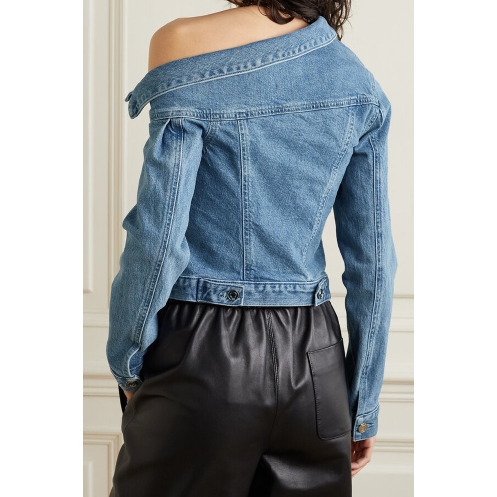 (135) NEW RtA Rebecca One Shoulder Denim Jacket Natural Blue XS - Picture 3 of 17